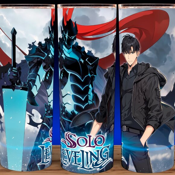 Solo Leveling Sung Jinwoo and Igris Shadow Anime Cup Mug Tumbler 20oz - Picture 1 of 3